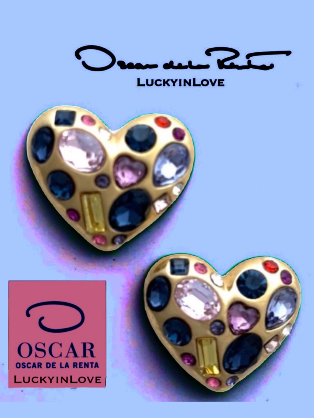 Oscar de la Renta
gemstone heart post earrings